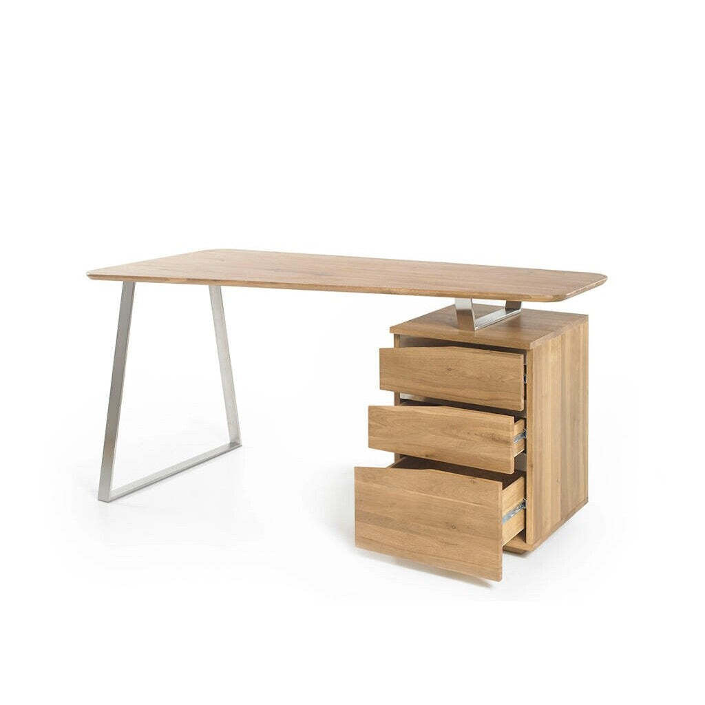 Písací stôl Gaut (masívny dub, strieborná) - ROZBALENÉ