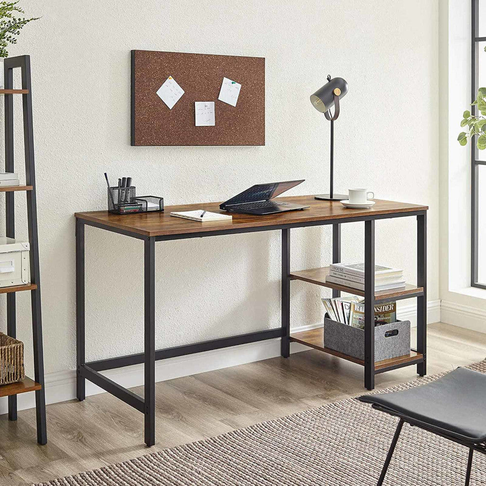 Písací stôl Pansy (hnedá, čierna, 140x75x60 cm)