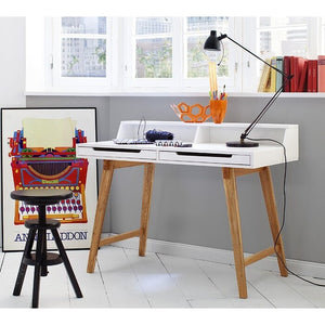Písací stôl Rolef (biela, buk)