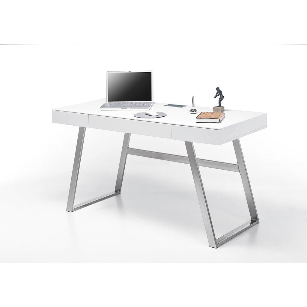 Písací stôl Tegmen (biela, strieborná)