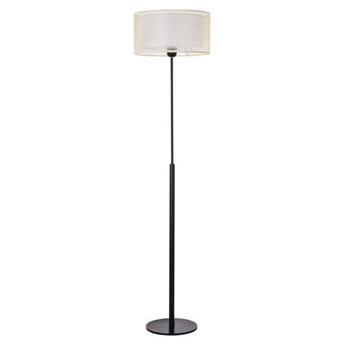 Podlahová moderná lampa,E27 1X MAX 40W,kov/textil,čierna/béžová