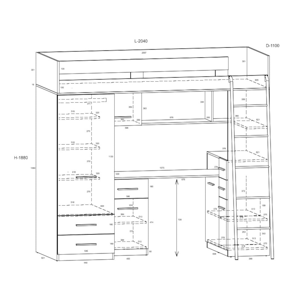 Poschodová posteľ Mykigo 80x200 pravá strana (artisan, krémová)