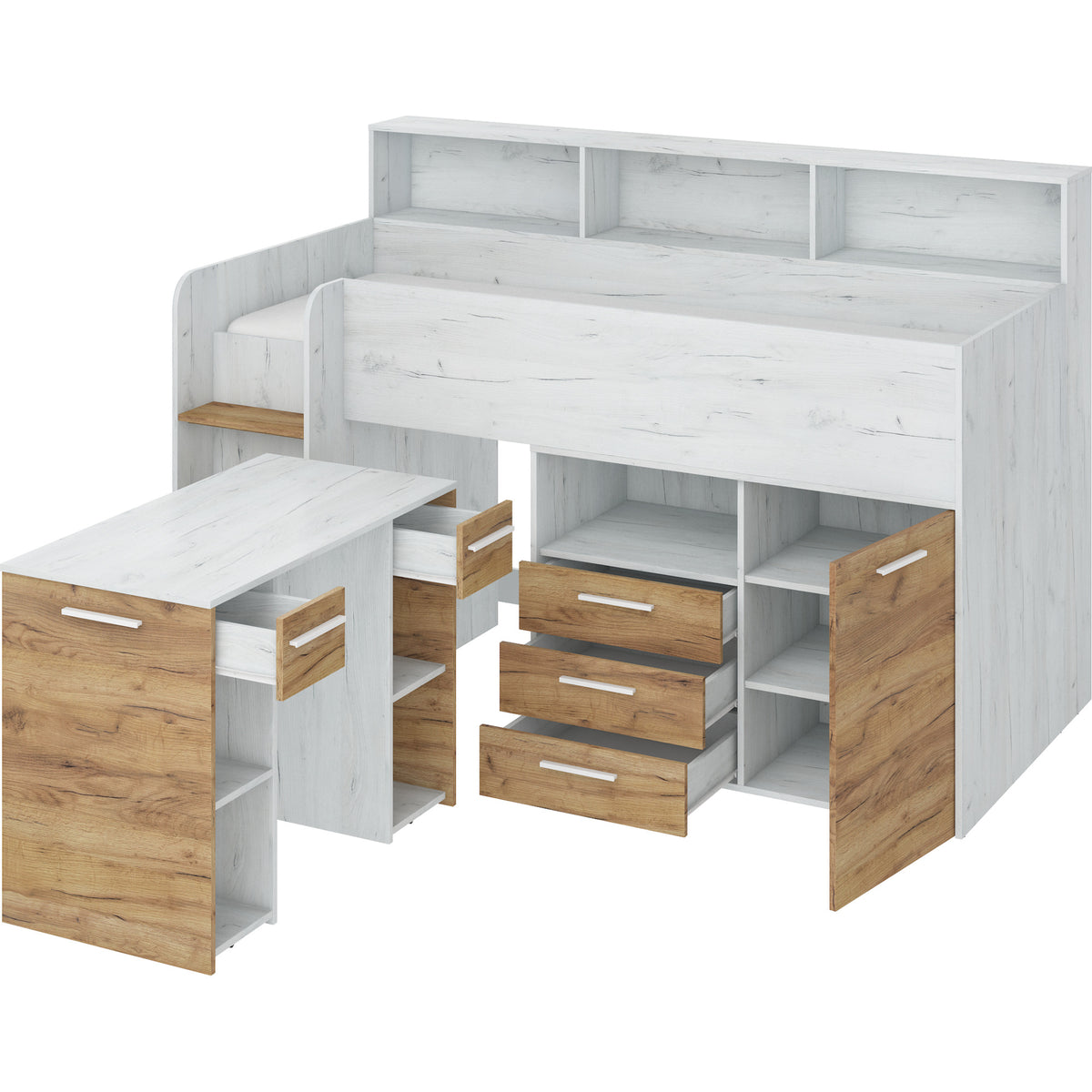 Poschodová posteľ s písacím stolom Multino 80x200, ľavá strana