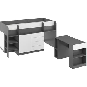 Poschodová posteľ s písacím stolom Varianto, 90x200, ľavá strana