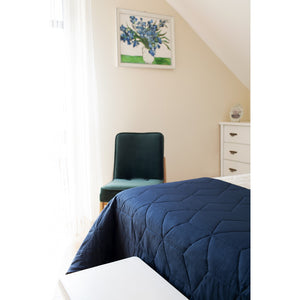Prikrývka na posteľ BED3, 170x210cm, modrá/námornícka modrá