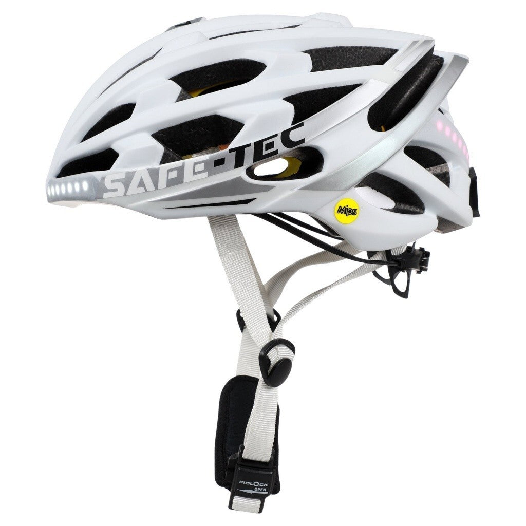 Smart helma SafeTec TYR 3, L, LED smerovka, bluetooth, biela