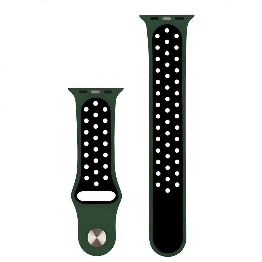 Remienok pre Apple Watch, silikónový, 42/44mm, olivovo/čierna