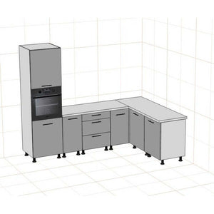 Rohová kuchyňa Lisa pravý roh 300x220 cm (sivá) - II. akosť