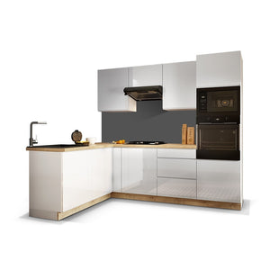 Rohová kuchyňa Lisse ľavý roh 255x170 cm (biela lesklá)