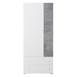 Šatníková skriňa Amasi - 80x190x50 cm (betón, biela)