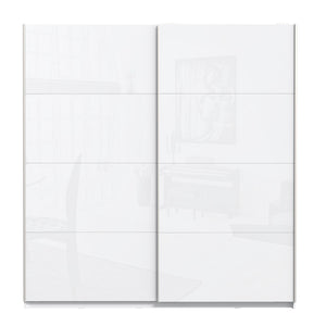 Šatníková skriňa Stefi - 220x210x61 cm (biela lesk)