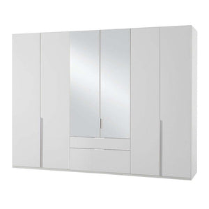 Skriňa Moritz - 270x208x58 cm (biela, zrkadlo)