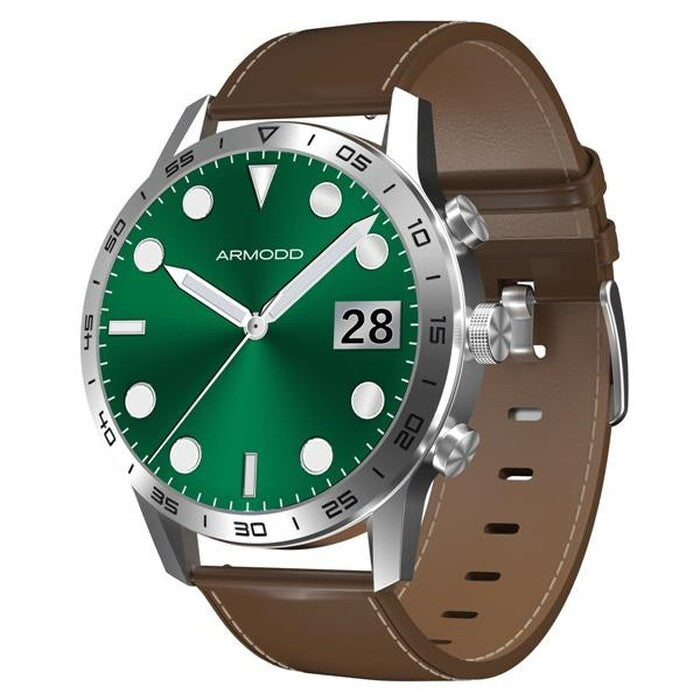 Smart hodinky ARMODD Silentwatch 4 Pro, kožený rem, strieborná
