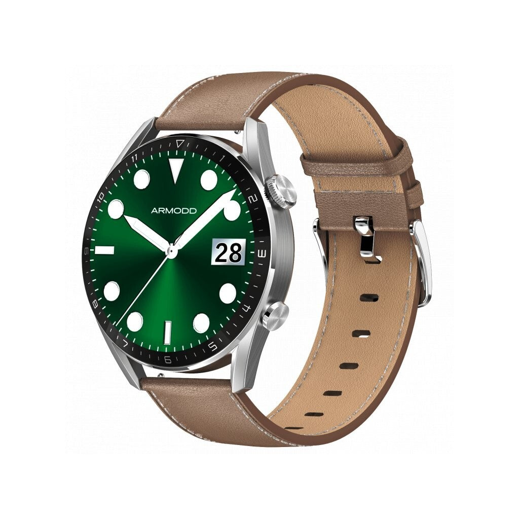 Smart hodinky Armodd Silentwatch 5 Pro, kožený rem., strieborná