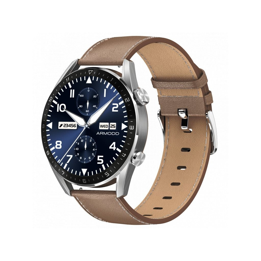 Smart hodinky Armodd Silentwatch 5 Pro, kožený rem., strieborná V