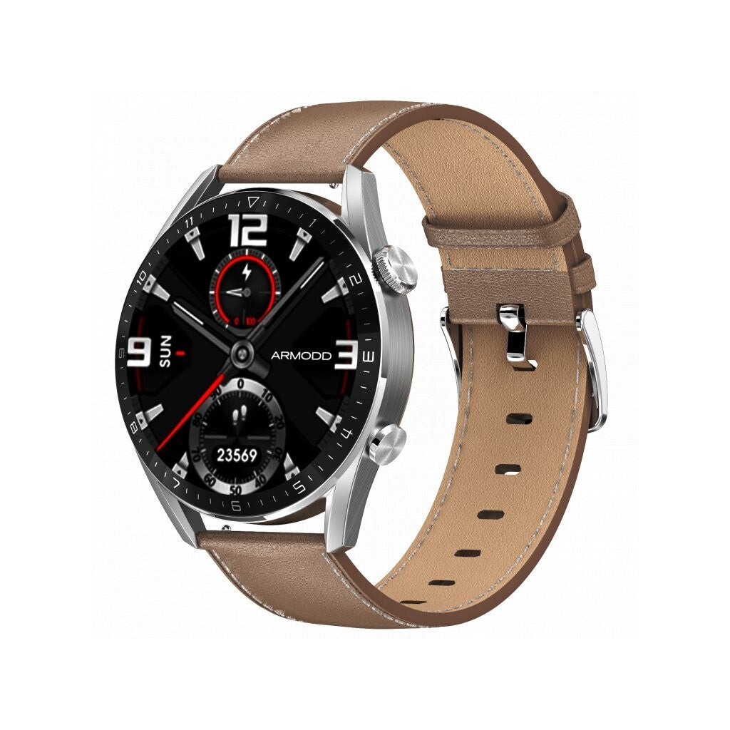 Smart hodinky Armodd Silentwatch 5 Pro, kožený rem., strieborná V