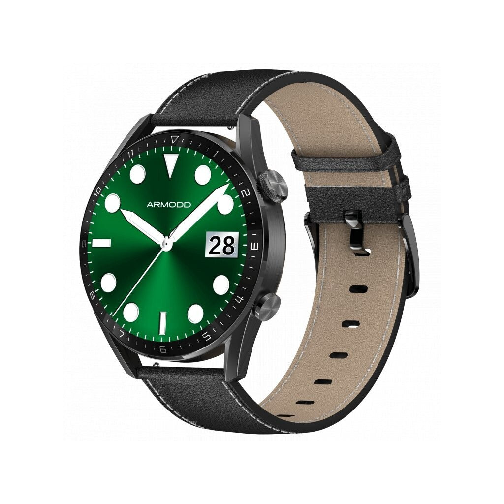 Smart hodinky Armodd Silentwatch 5 Pro, kožený remienok, čierna
