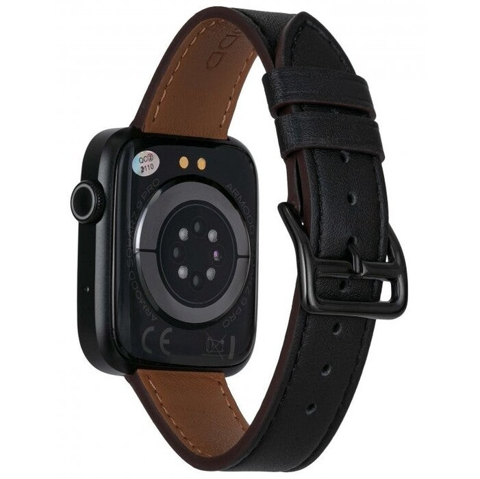 Smart hodinky ARMODD Squarz 9 Pro, kožený rem, čierna