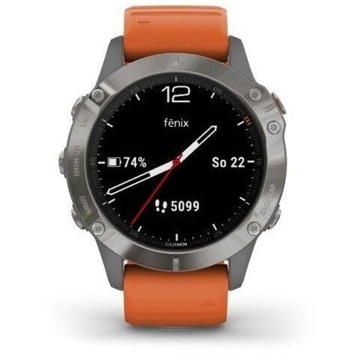 Smart hodinky Garmin Fenix 6 Pro Sapphire, oranžová/titán