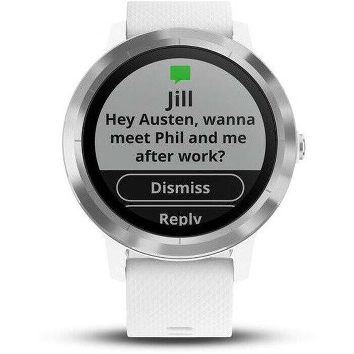 Smart hodinky Garmin VivoActive 3 Optic Silver, biely remienok