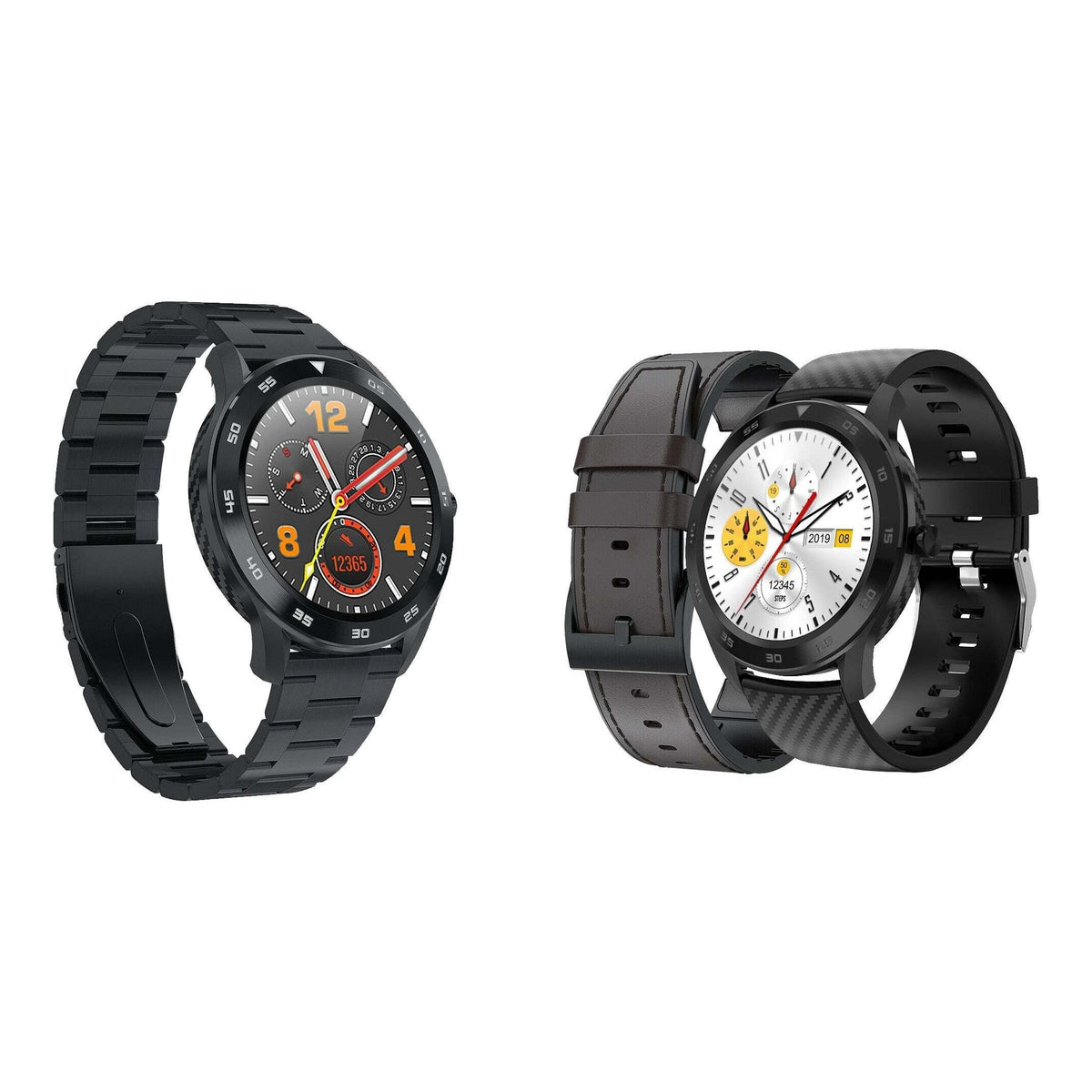 Smart hodinky Immax SW14 Plus, kožený + kovový remienok, čierna