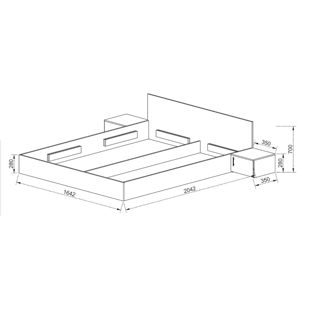 Spálňový program Tarja-rám postele,skriňa,komoda,2 nočné stolíky