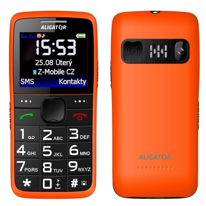 Tlačidlový telefón Aligator A675, oranžová