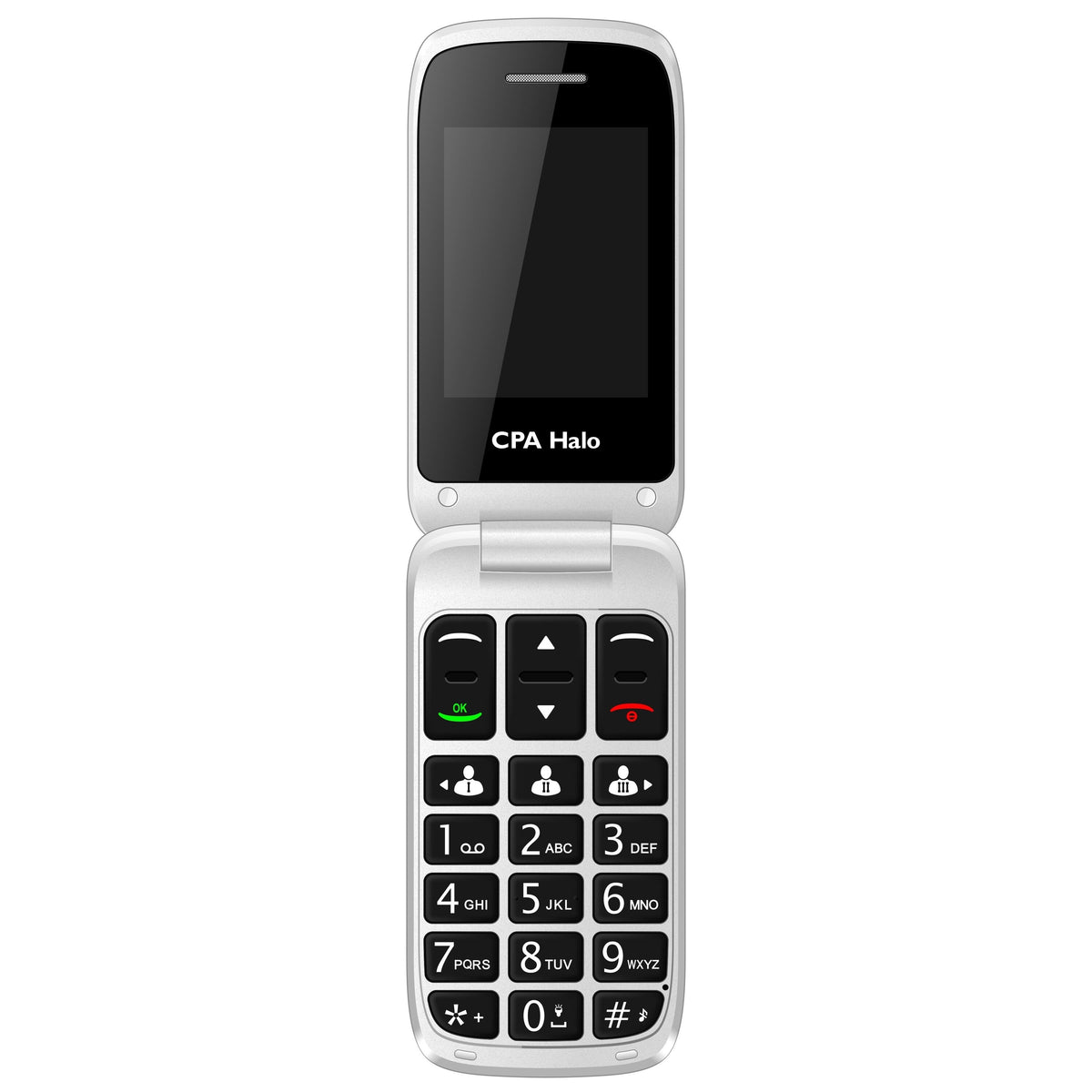 Tlačidlový telefón CPA Halo 15, véčko, čierna