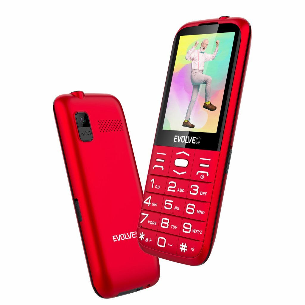 Tlačidlový telefón Evolveo EasyPhone XO, červená