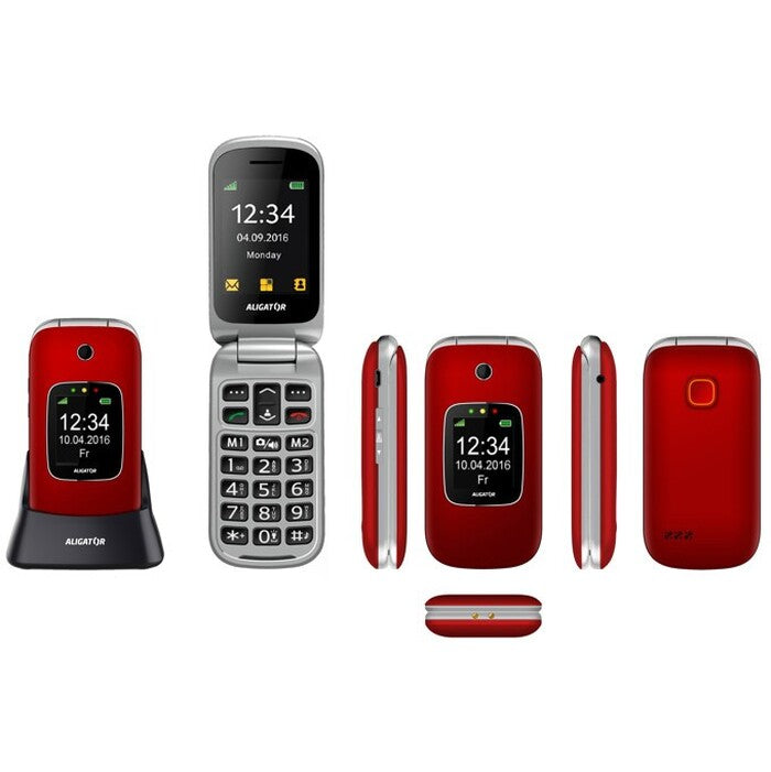 Tlačidlový telefón pre seniorov Aligator V650, červená