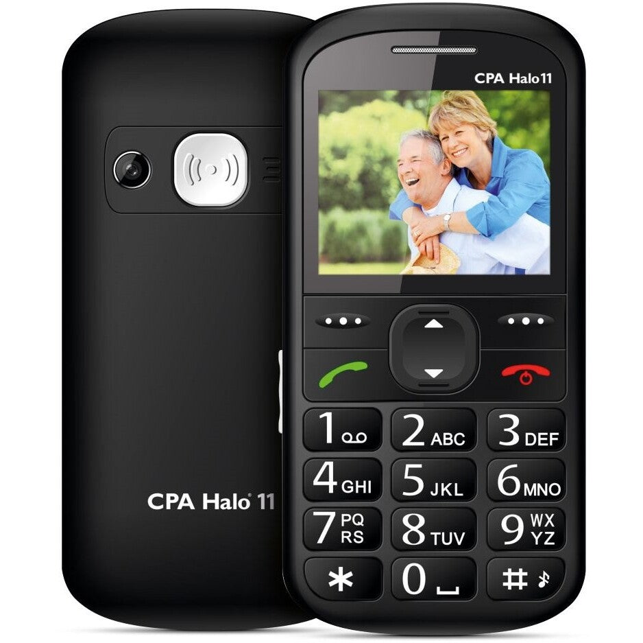 Tlačidlový telefón pre seniorov CPA Halo 11, čierna