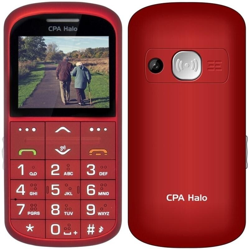 Tlačidlový telefón pre seniorov CPA Halo 11 Pro, červený