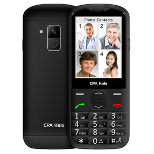 Tlačidlový telefón pre seniorov CPA Halo 28, čierny