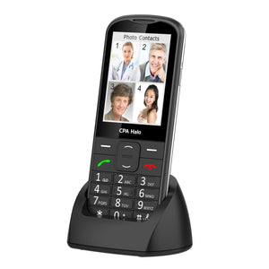 Tlačidlový telefón pre seniorov CPA Halo 28, čierny