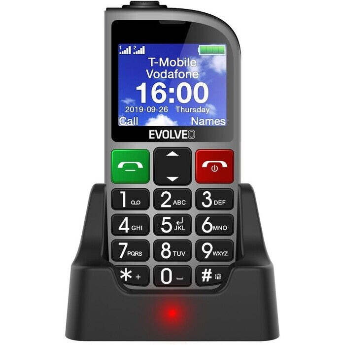 Tlačidlový telefón pre seniorov Evolveo EasyPhone FM, strieborná