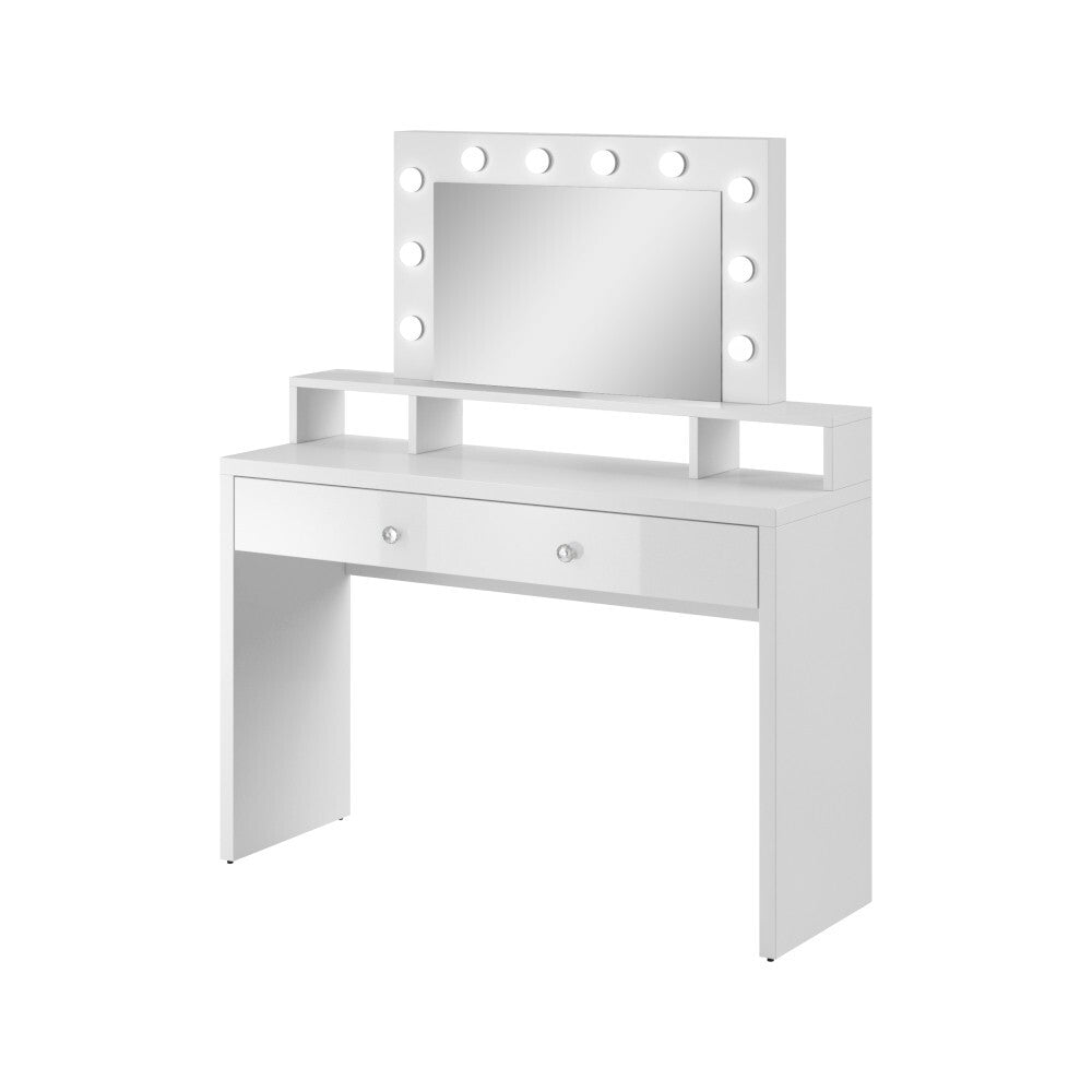 Toaletný stolík a zrkadlo Asola (biela)