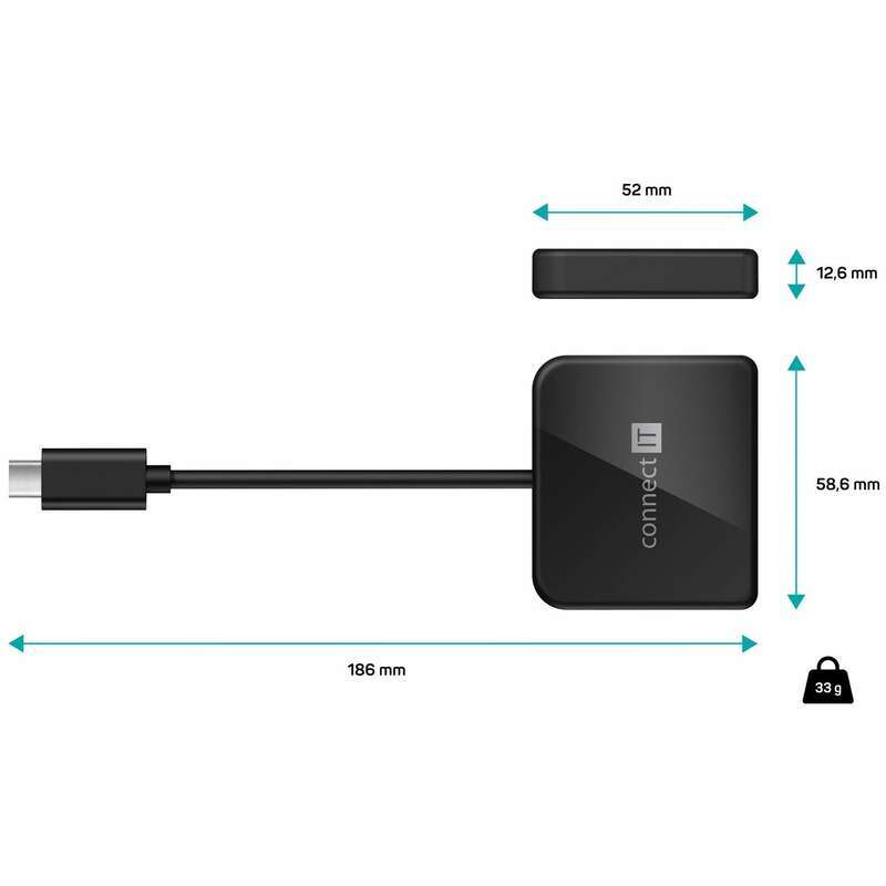 USB-C hub 3v1 Connect It CHU-7050-BK ROZBALENÉ