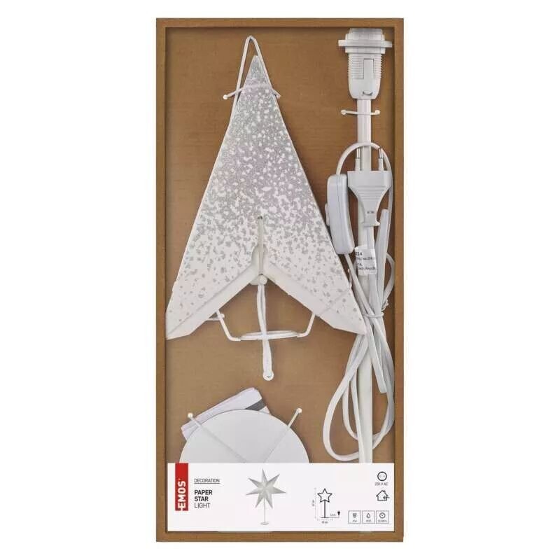 Vianočná hviezda papierová s bielym stojanom Emos DCAZ14, 45 cm