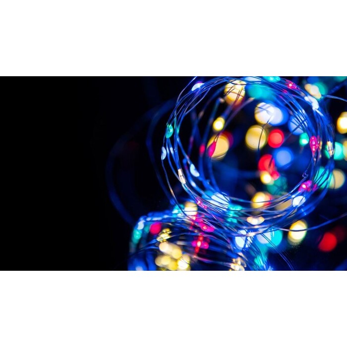 Vianočné nano reťaz Tesla, RGB, 5m + 30cm kábel