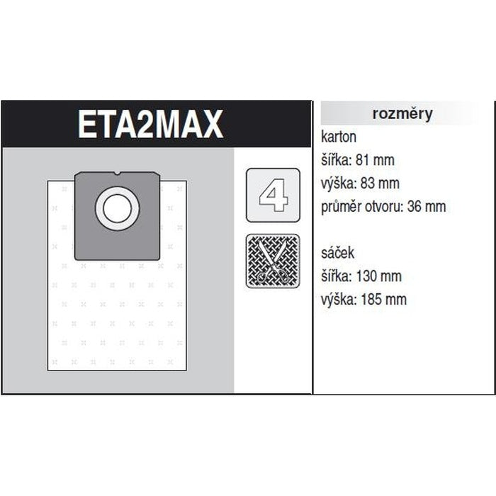 Vrecká do vysávača Eta ETA 2 MAX, 8ks