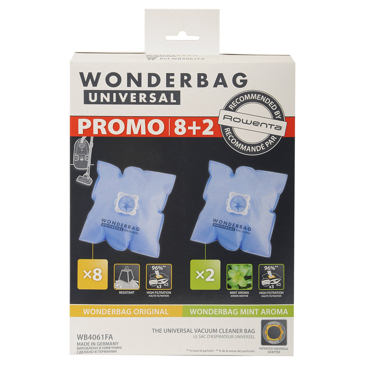 Vrecká do vysávača Rowenta Wonderbag Original, 8ks + 2xvůně mäty