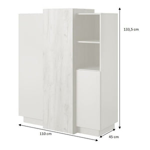 Vysoká komoda Duras (3x dvere, lamino, biela/hnedá)
